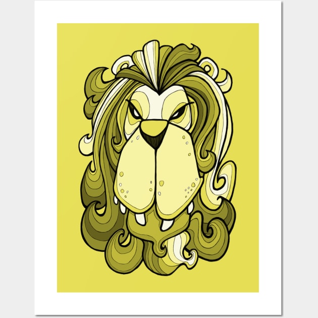 Lion - Meadowlark yellow Wall Art by BigNoseArt